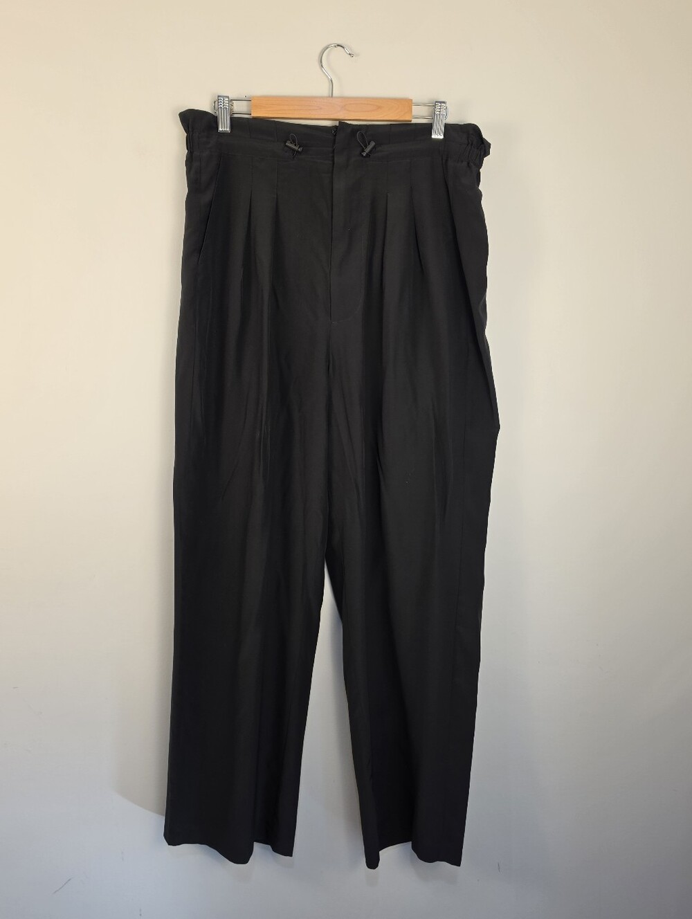 ROUCHA Peale Pant Black 100% Silk Pleated Paperbag Waist Trousers Size C